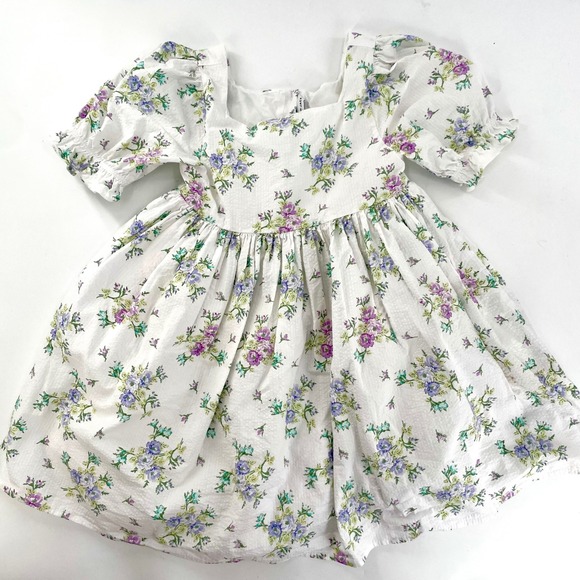 Janie and Jack Other - Janie and Jack Girls Floral Spring Dress Purple Blue White Square Neck 7